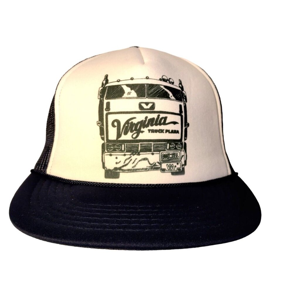 Virginia Truck Plaza Cap Hat Blue White Foam Trucker Snap Back Mesh Trucking